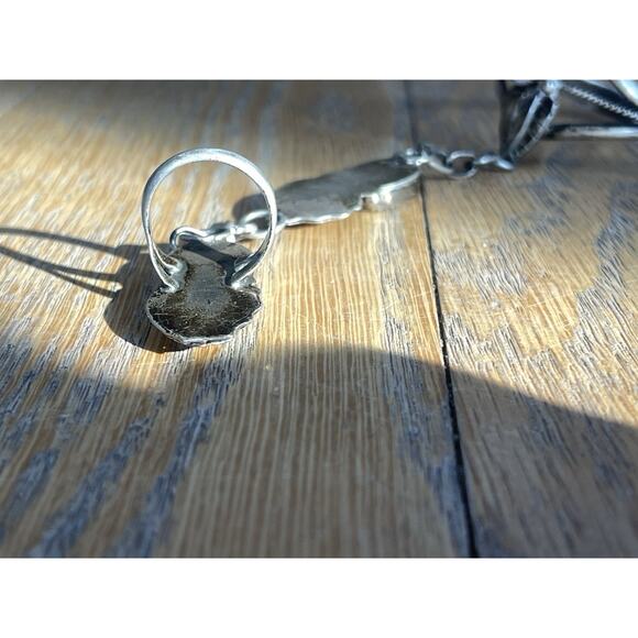 Vintage Sterling Native Mother of Pearl Slave Bracelet Cuff Chain Size 7 Ring - Picture 6 of 16